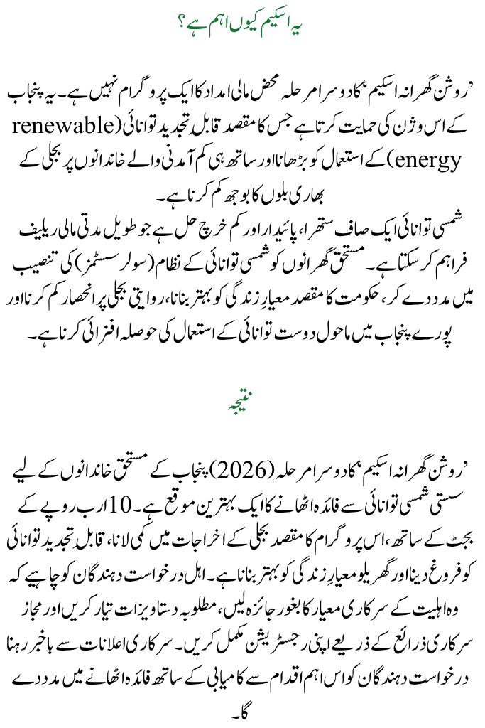Roshan Gharana Scheme II-Phase 2026