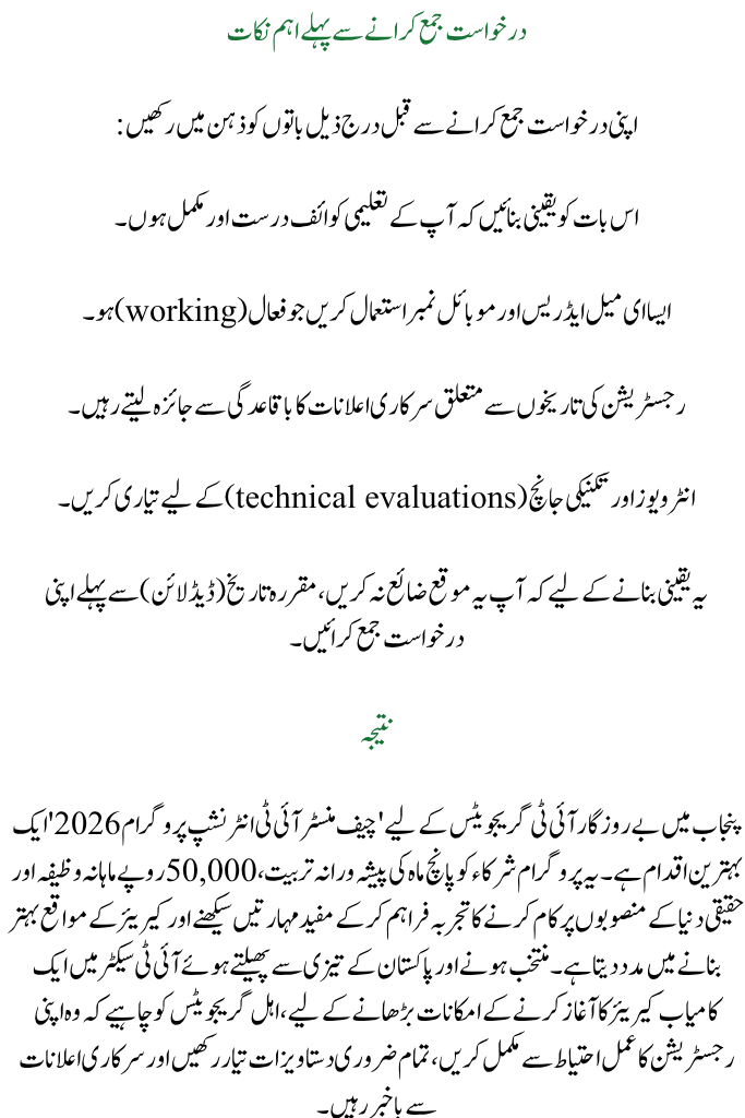 Chief Minister IT Internship Program 2026