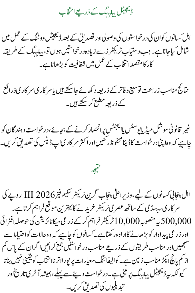 CM Punjab Green Tractor Scheme Phase-III 2026 